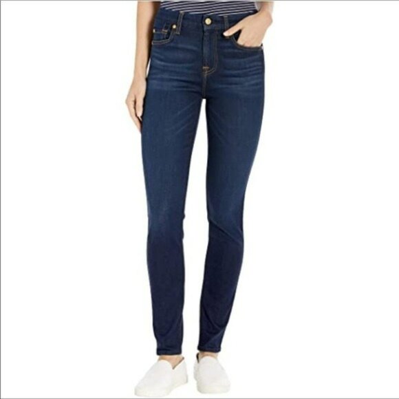 7 For All Mankind Womens High Waist Ankle Skinny Jeans Size 26 - Picture 1 of 11